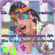 a picture of a man with the words it 's majina thursday always spin through life like a 24 hour cinderella on it