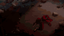 a cartoon of a man in a red suit fighting another man