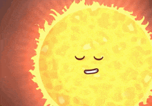 a cartoon sun with its eyes closed and a smile on it 's face