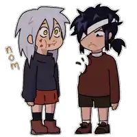 a cartoon drawing of a boy and a girl with the word com on the bottom