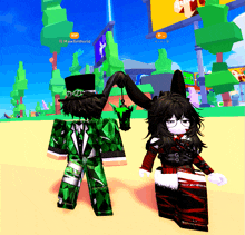 two cartoon characters are standing next to each other with a sign that says " mawfinworld " on it