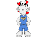 a cartoon character wearing sunglasses and a grok it shirt