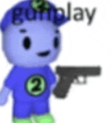 a cartoon character is holding a gun .