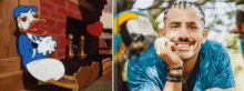 a picture of donald duck next to a picture of a man smiling