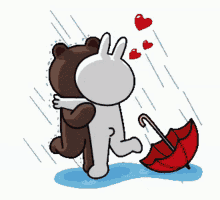 Love You Kiss In The Rain GIF - Love You Kiss In The Rain Brown And Cony GIFs