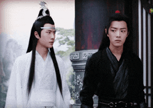 a man with a crown on his head stands next to another man