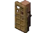 a minecraft villager is standing next to a wooden door