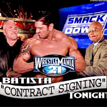 Batista Wrestle Mania21 GIF - Batista Wrestle Mania21 Contract Signing GIFs