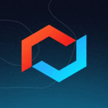 a red and blue hexagon on a blue background .