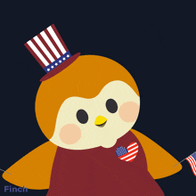 an illustration of a bird wearing a patriotic hat
