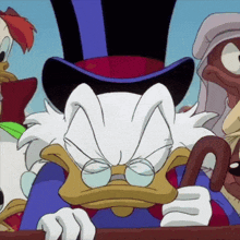 a cartoon character wearing a top hat and glasses