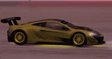 a yellow racing car with the word pirelli on the side