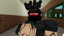 a cartoon character wearing a black helmet and goggles