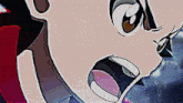 a close up of a person 's face with their mouth wide open