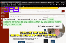 a screen shot of a bible gateway website with a quote from 1 corinthians 9:22