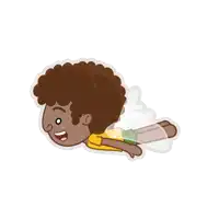 a cartoon drawing of a boy with wings on his back