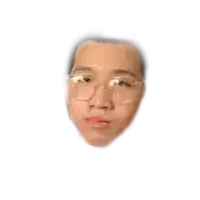 a close up of a man 's face with glasses on