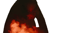 a red object with a hole in the middle on a white background