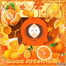 a picture of kenny from south park surrounded by orange slices