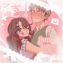 a drawing of a boy and a girl with the words jean only de maybe written on the bottom