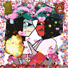 a cartoon drawing with the words love sweet love