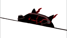 a drawing of a demon with horns and headphones on
