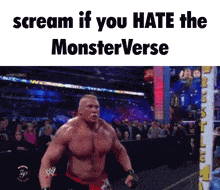 a meme of a wrestling match with the words scream if you hate the monsterverse