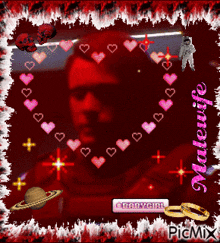 a picture of a man surrounded by hearts and the name malewife on the bottom