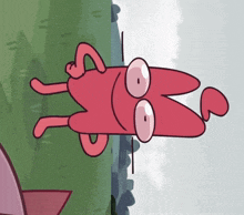 a cartoon character is laying on its back and looking up at something