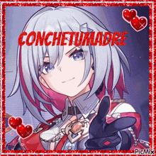 a picture of a girl with the words conchetumadre written on it