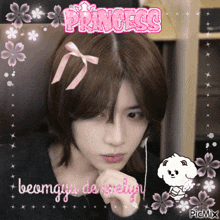 a picture of a girl with the words princess written on it
