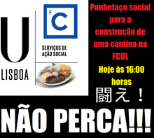 a poster with a plate of food and the words " punhetaco social para a construcao de uma cantina na fcul "