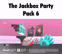an advertisement for the jackbox party pack 6 with a blue hand
