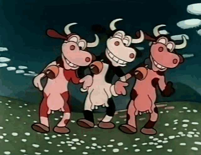 cartoon cows dancing