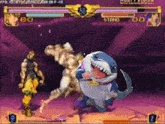 a video game with dio and a shark in the middle