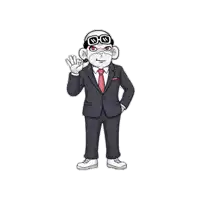 a cartoon of a monkey wearing a suit and tie giving an ok sign