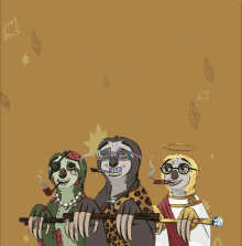 a poster with three sloths and the words usage rights blockchain incubator and eth payout