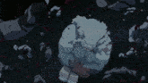 a cartoon of a man in a space suit surrounded by smoke