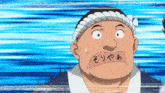 a cartoon man with a rope around his head has a sticker on his mouth that says ' sori yaa '
