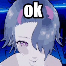 a cartoon of a girl with a hand on her face and the word ok above her head