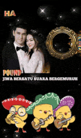 a picture of a man and a woman with the word pound on the top