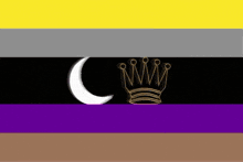 a flag with a crown on it and a crescent moon