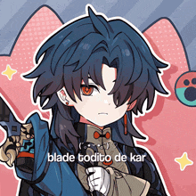 a cartoon drawing of a boy with the words blade todito de kar on the bottom