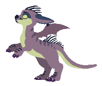 a cartoon drawing of a purple and yellow dragon