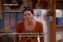 ross married rachel in vegas!and got divorced! again! clothing apparel person human