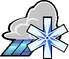 a pixel art illustration of a cloud , windmill and snowflake .