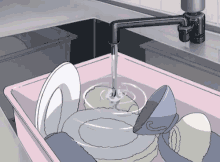 anime 90s water flow dish flowing water