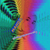 a woman in a hijab is surrounded by a rainbow background and the words admin guns community