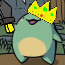 a cartoon frog with a crown on his head