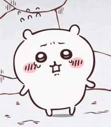 a cartoon drawing of a hamster with a pink cheek